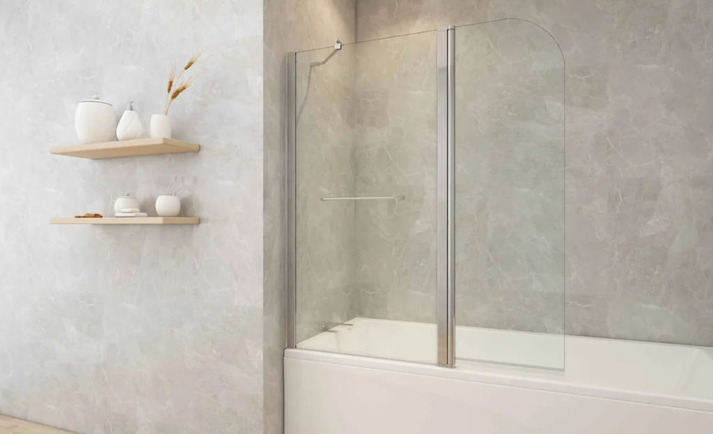 Infini Curve Pare-baignoire avec volet pivotant design arrondi