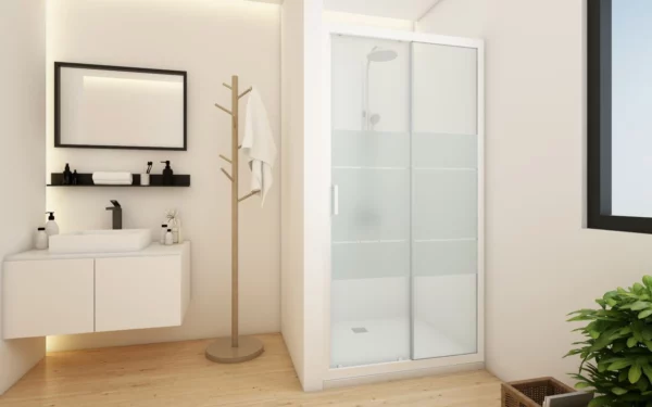 PORTE COULISSANTE PRISMA PROFILÉS BLANCS - VERRE SÉRIGRAPHIÉ
