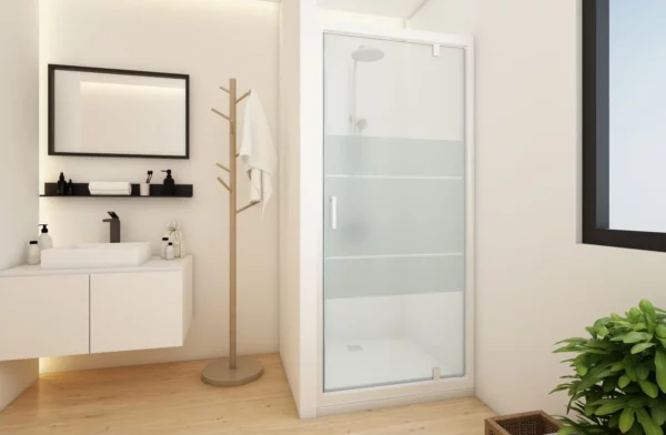 PORTE PIVOTANTE PRISMA PROFILÉS BLANCS - VERRE SÉRIGRAPHIÉ