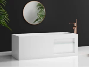 BAIGNOIRE MINSK BLANC BRILLANT AVEC TABLETTE RANGEMENT